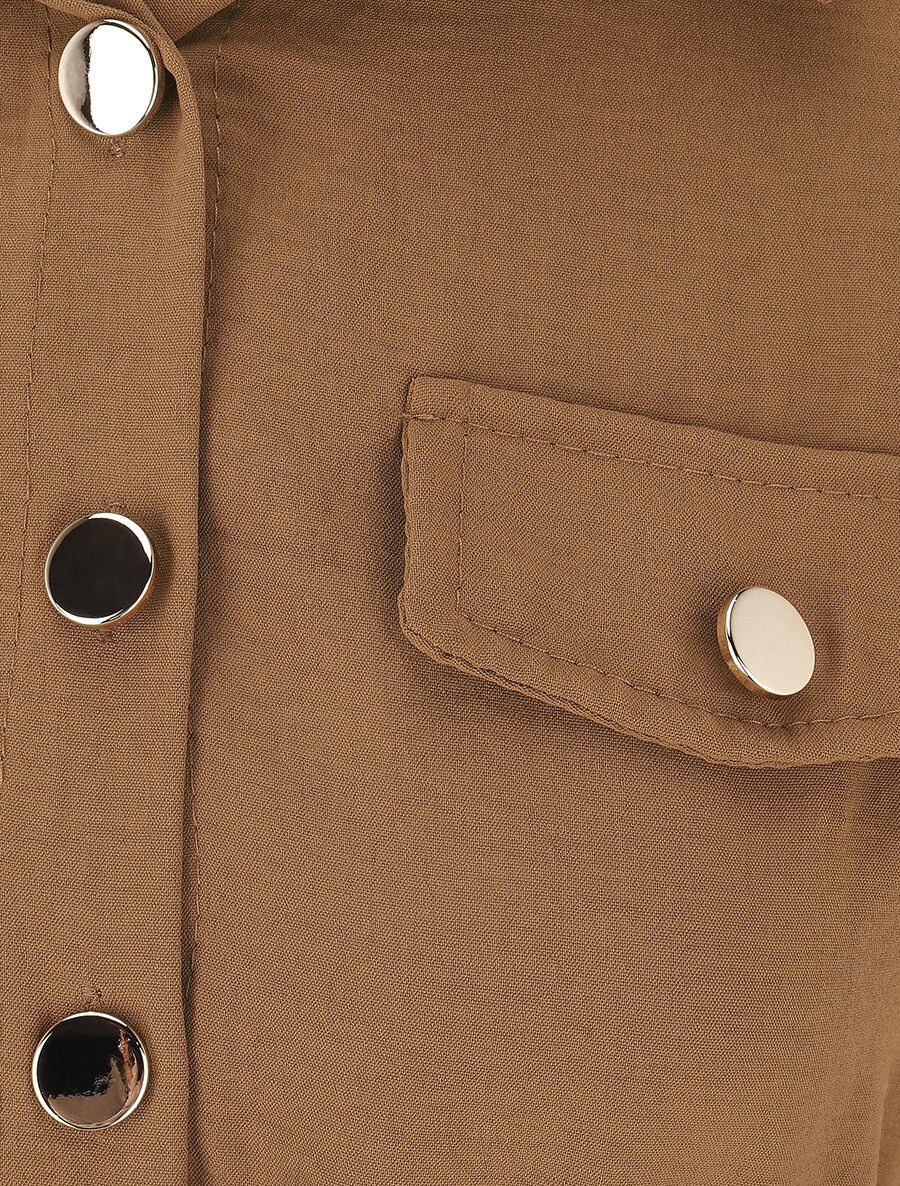 Robe mi-longue unie élastiquée - Camel - 3