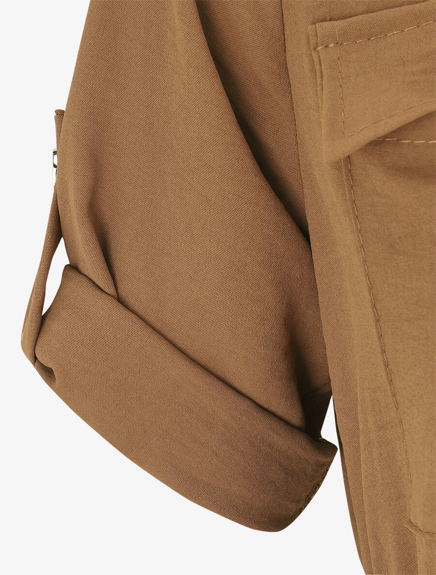 Robe mi-longue unie boutonnée - Camel - 3
