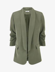 Blazer uni à manches froncées - Kaki - 1
