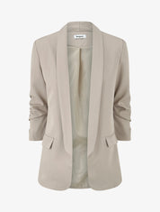 Effen blazer met gerimpelde mouwen - Beige