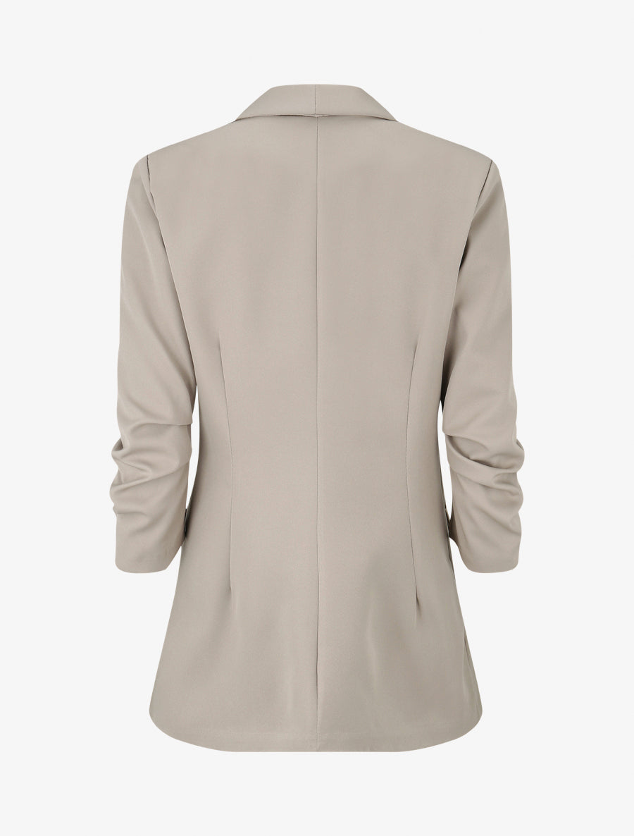 Effen blazer met gerimpelde mouwen - Beige