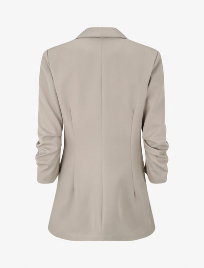 Effen blazer met gerimpelde mouwen - Beige