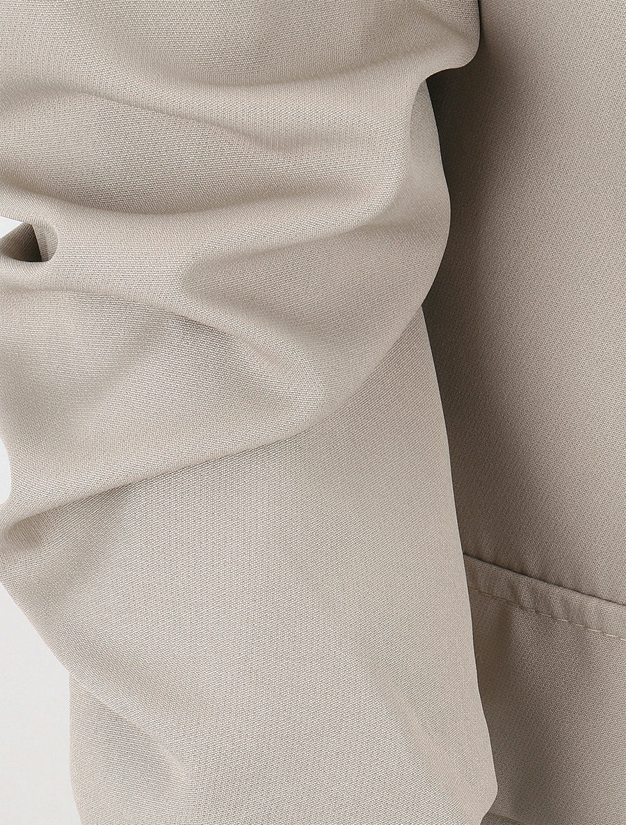Effen blazer met gerimpelde mouwen - Beige