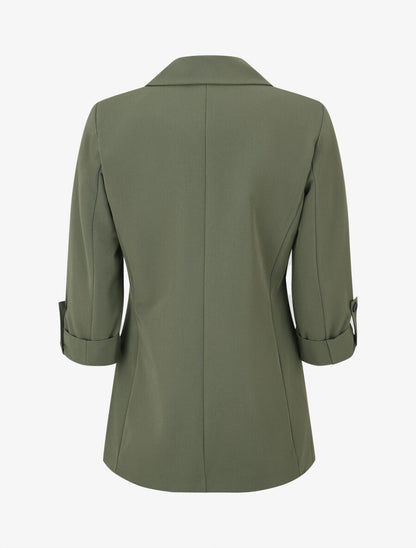 Blazer droit épaulettes et manches 3/4 - Kaki - 2