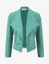 Veste en suédine à col châle - Turquoise - 4