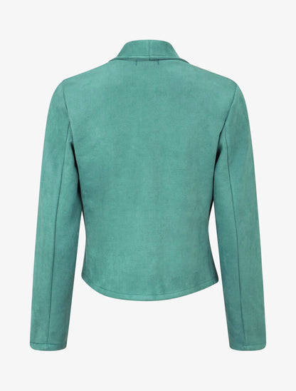 Veste en suédine à col châle - Turquoise - 2