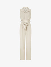 Combinaison droite sans manches style chemise - Beige - 1
