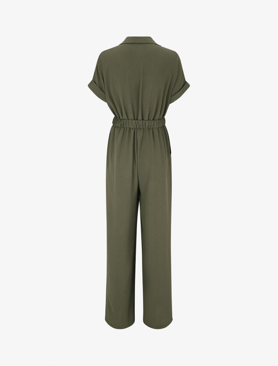 Combinaison ample style chemise - Kaki - 2