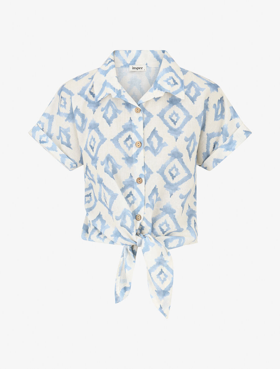 Chemise manches courtes imprimé graphique - Bleu ciel - 4