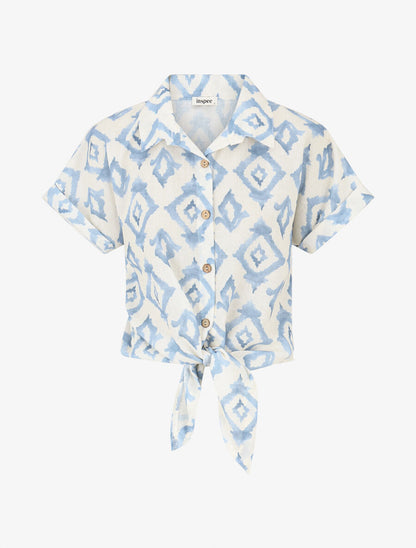 Chemise manches courtes imprimé graphique - Bleu ciel - 4