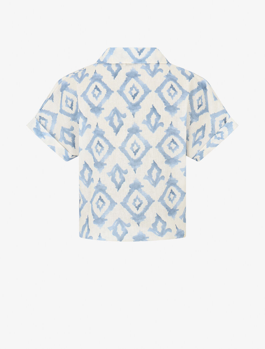 Chemise manches courtes imprimé graphique - Bleu ciel - 2