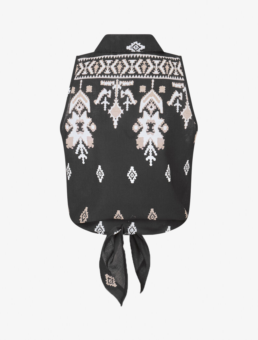 Chemise sans manches imprimé graphique - Noir - 2