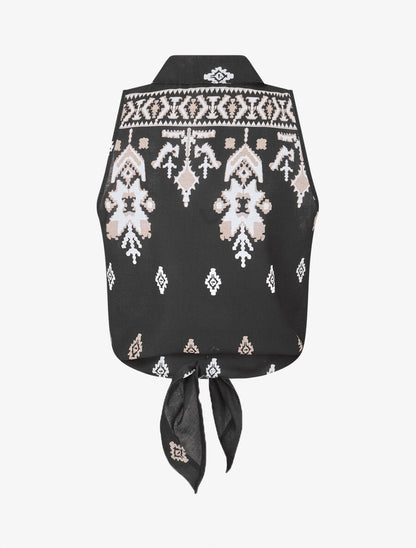 Chemise sans manches imprimé graphique - Noir - 2