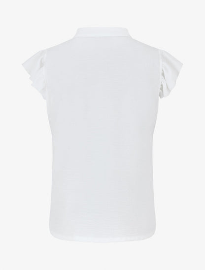 Top droit en broderie anglaise mancherons volantés - Blanc - 2