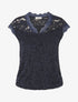 Top droit en dentelle col V - Marine - 1
