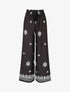 Pantalon élastiqué à imprimé fantaisie et mosaïque - Noir - 1