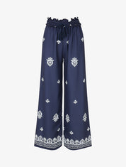 Pantalon élastiqué à imprimé fantaisie et mosaïque - Marine - 4