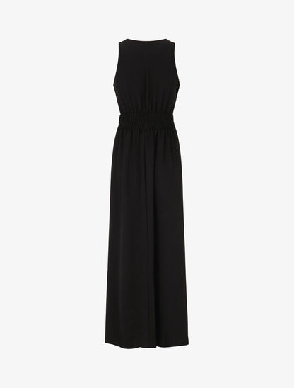 Robe longue fluide à bretelles bijoux - Noir - 2