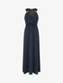 Robe longue fluide à bretelles bijoux - Marine - 1
