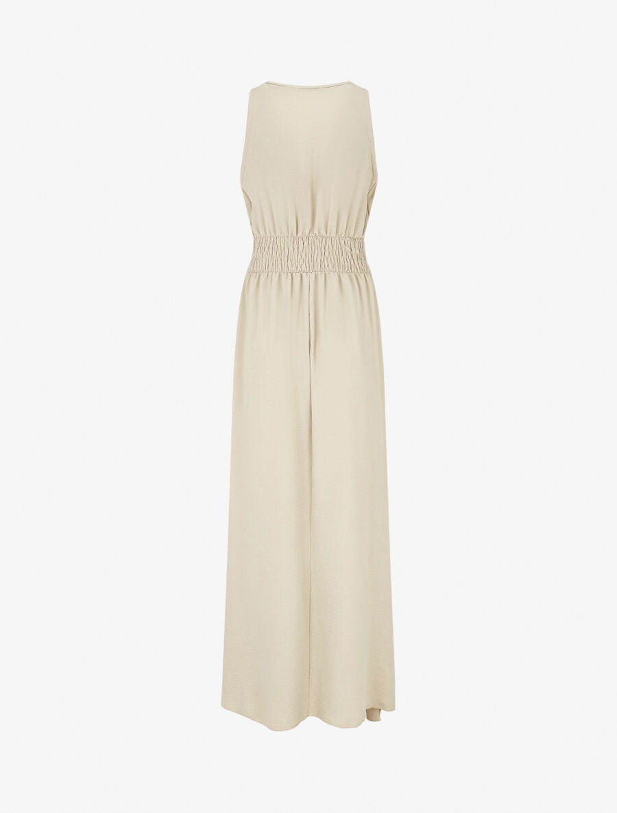 Robe longue fluide à bretelles bijoux - Beige - 2