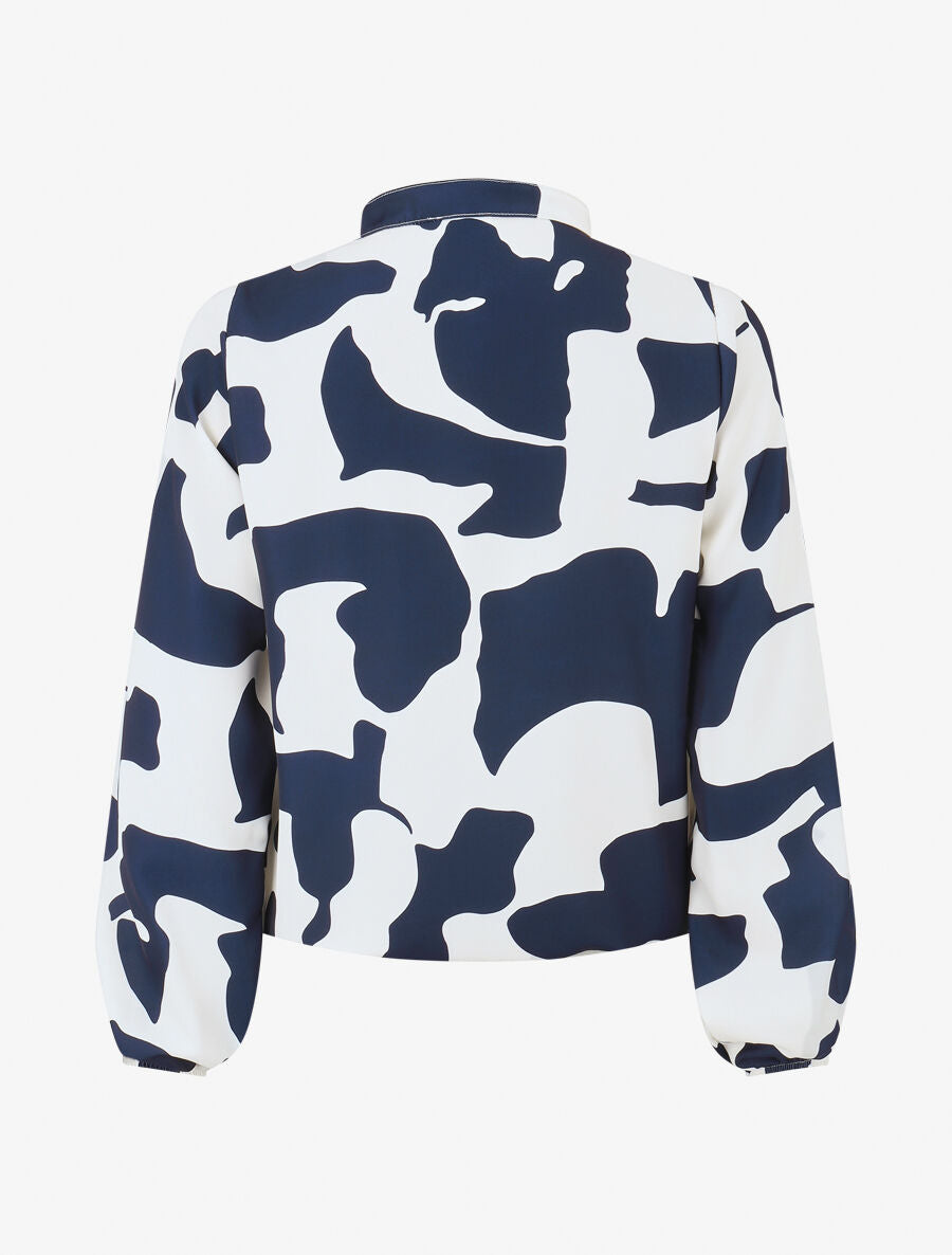 Blouse manches longues imprimé graphique - Marine - 2