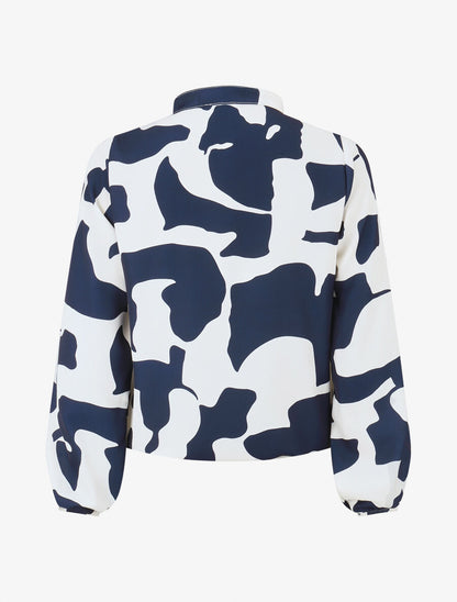 Blouse manches longues imprimé graphique - Marine - 2