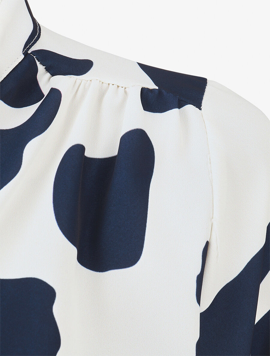 Blouse manches longues imprimé graphique - Marine - 3