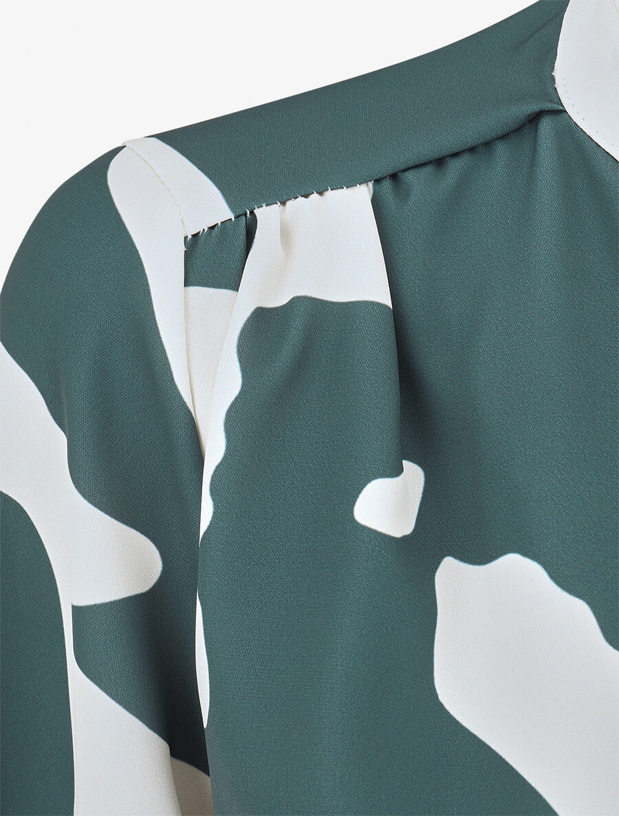 Blouse manches longues imprimé graphique - Vert foncé - 3