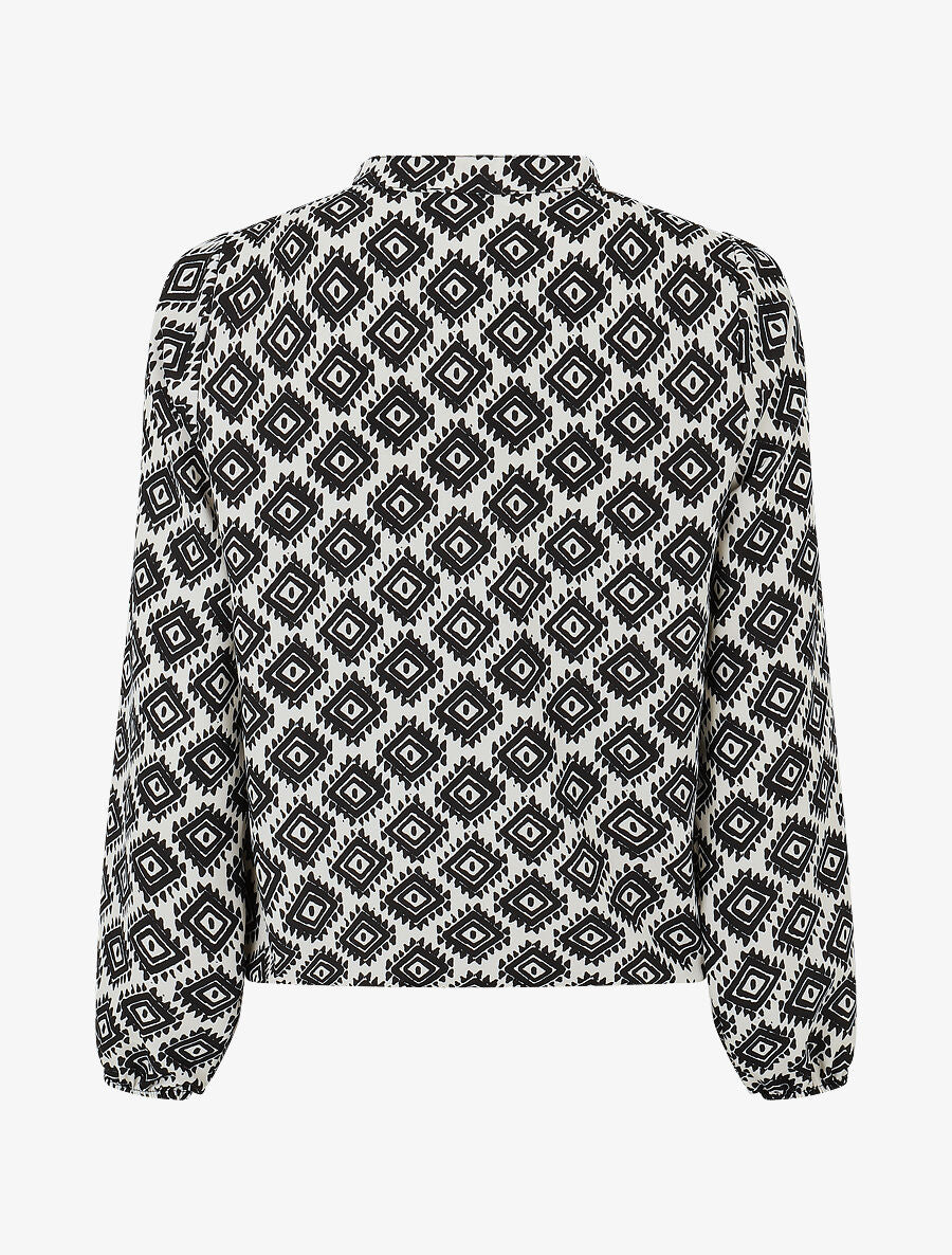 Blouse manches longues imprimé ikat - Noir - 2