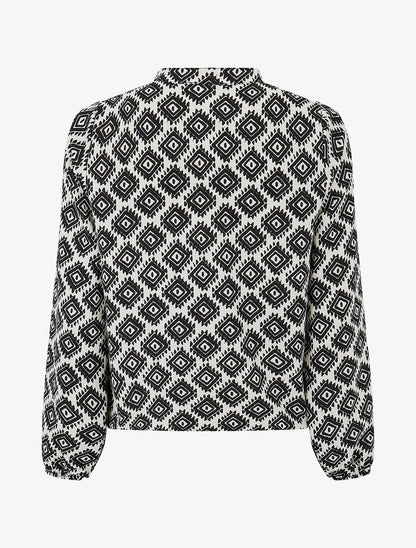Blouse manches longues imprimé ikat - Noir - 2