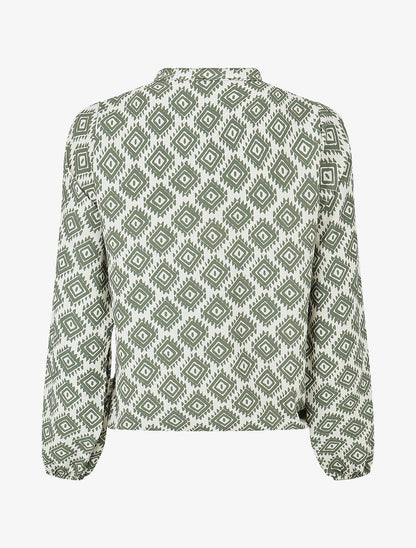 Blouse manches longues imprimé ikat - Kaki - 2