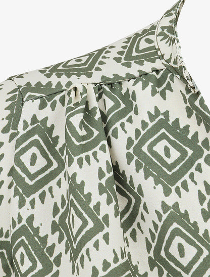 Blouse manches longues imprimé ikat - Kaki - 3