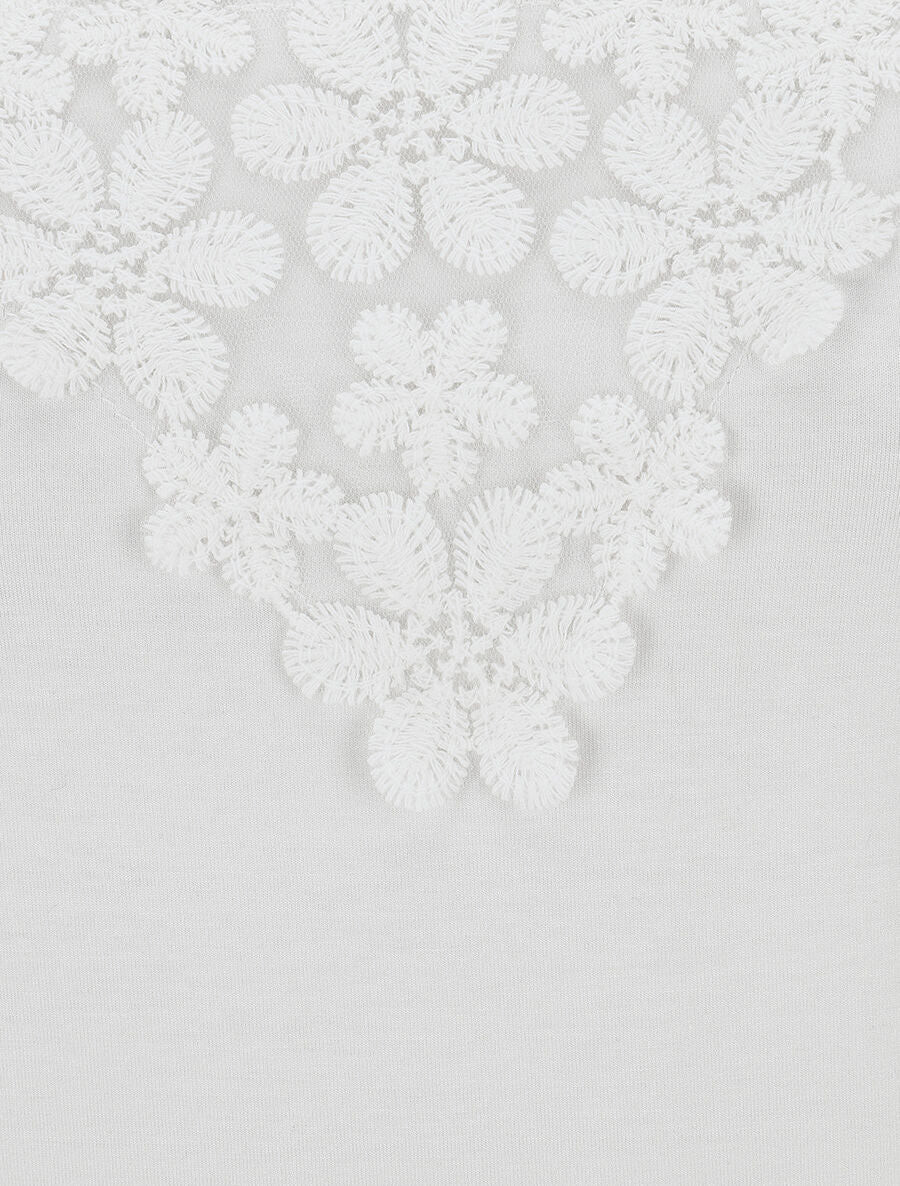 Top sans manches col rond en dentelle - Blanc - 3