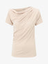 Top drapé à manches courtes asymétriques - Beige - 4