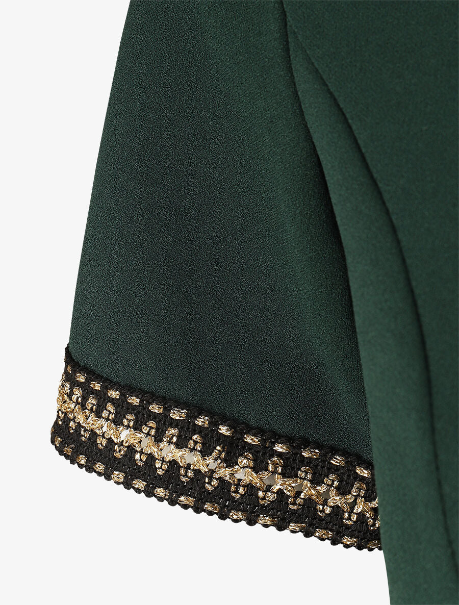 Robe ajustée à broderie dorée - Vert bouteille - 3