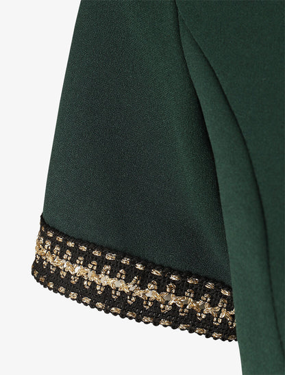 Robe ajustée à broderie dorée - Vert bouteille - 3