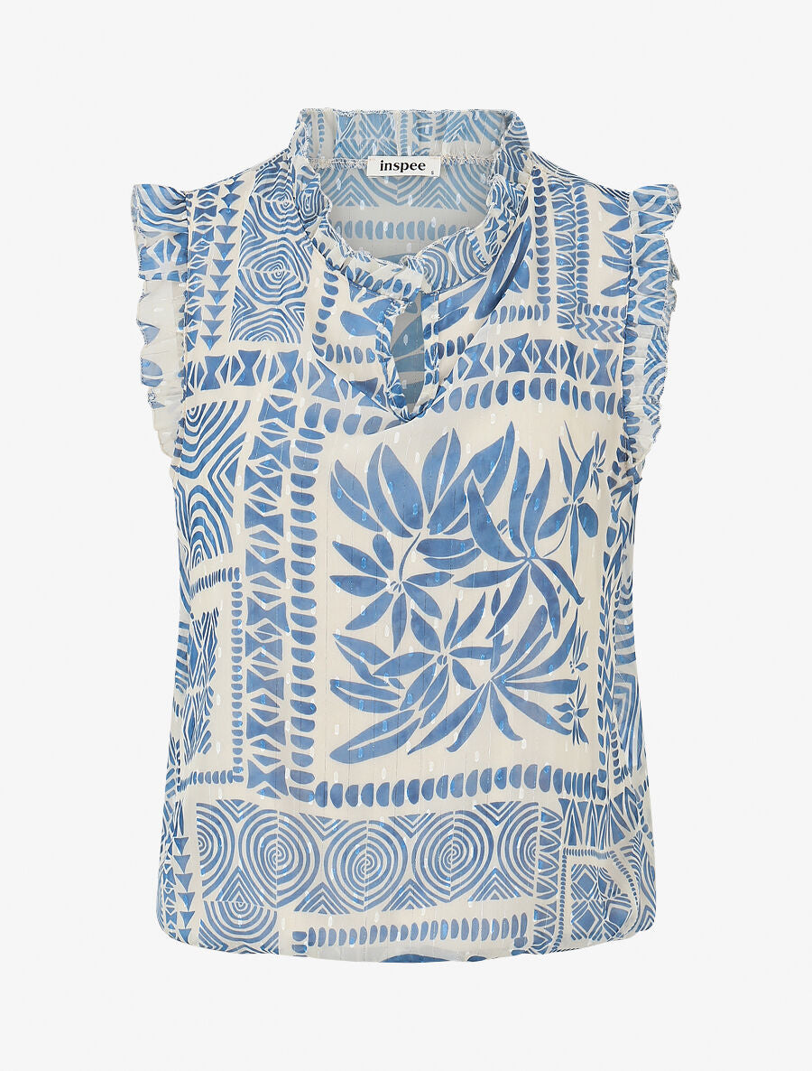 Top sans manches irisé imprimé graphique - Bleu clair - 1