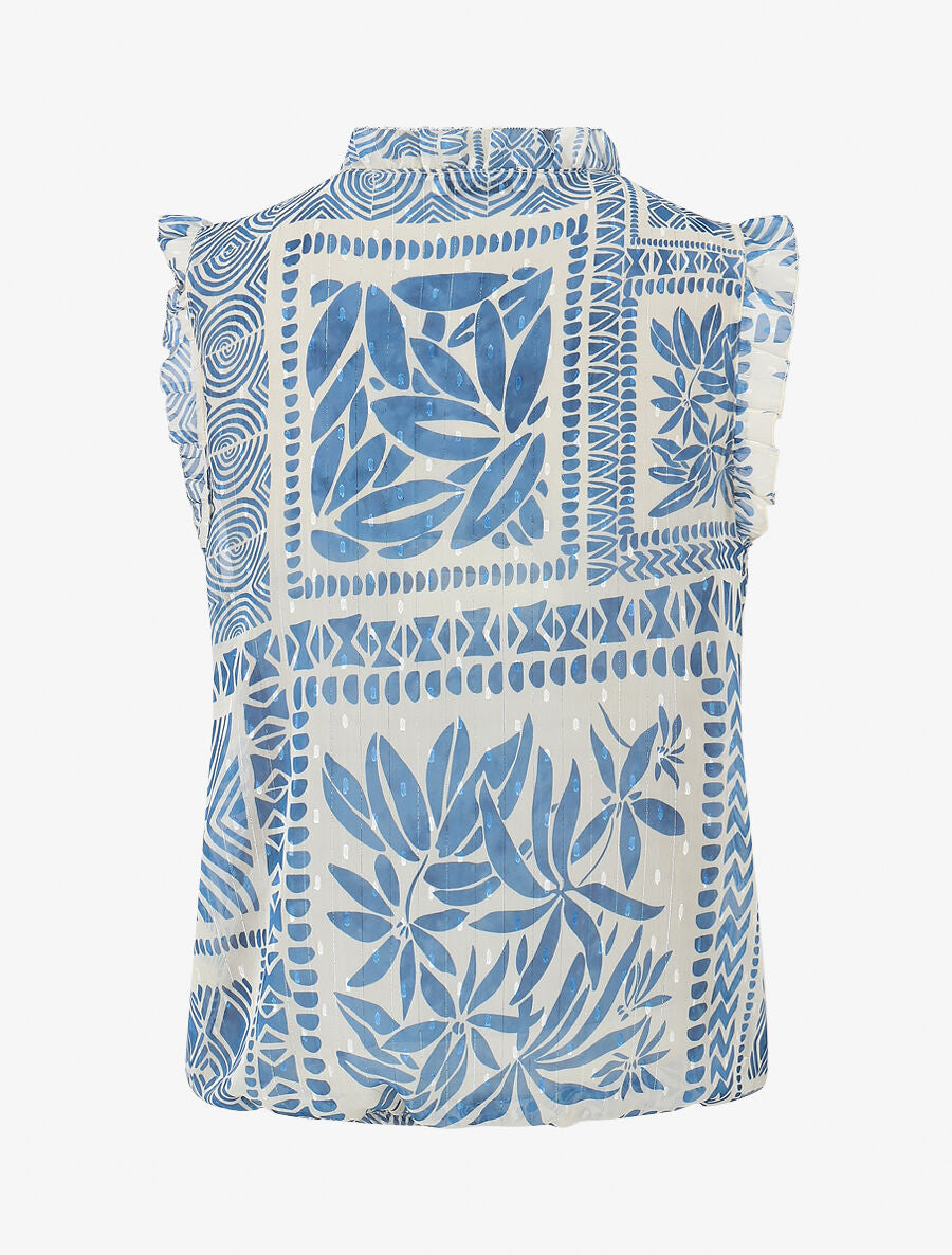 Top sans manches irisé imprimé graphique - Bleu clair - 2