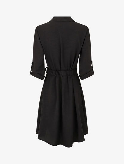 Robe chemise courte coupe droite - Noir - 2