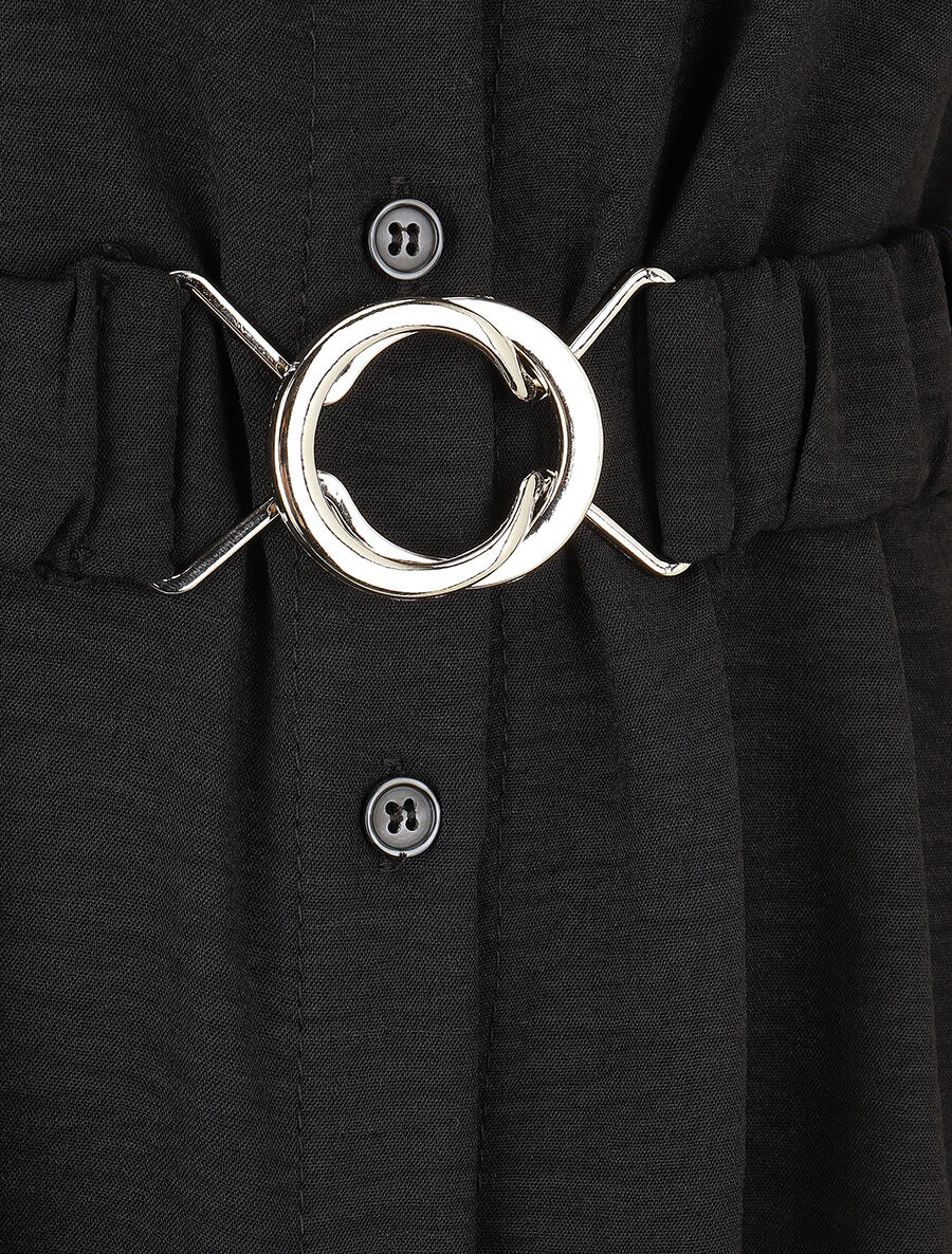 Robe chemise courte coupe droite - Noir - 3