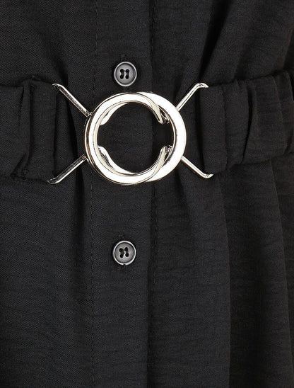 Robe chemise courte coupe droite - Noir - 3
