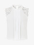 Top sans manches à dentelle et detail plissé - Blanc - 4