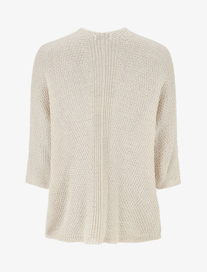Gilet uni en maille ajourée - Beige - 2