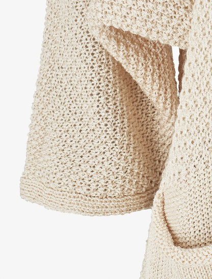 Gilet uni en maille ajourée - Beige - 3
