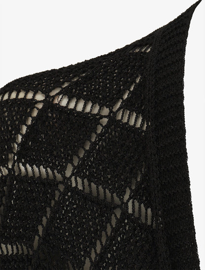 Gilet ouvert à maille ajourée - Noir - 3