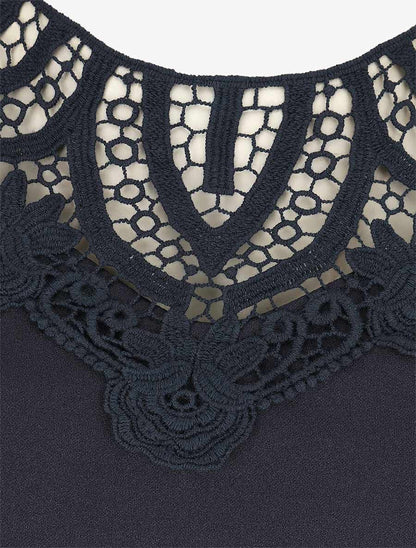 Robe moulante à buste dentelle - Marine - 3