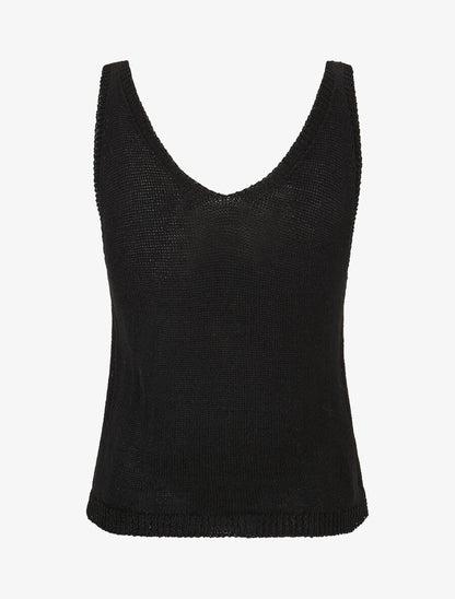 Débardeur en maille à col V - Noir - 2