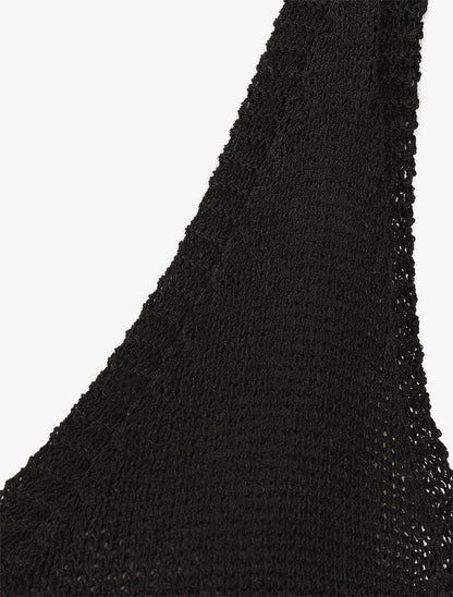 Débardeur en maille à col V - Noir - 3