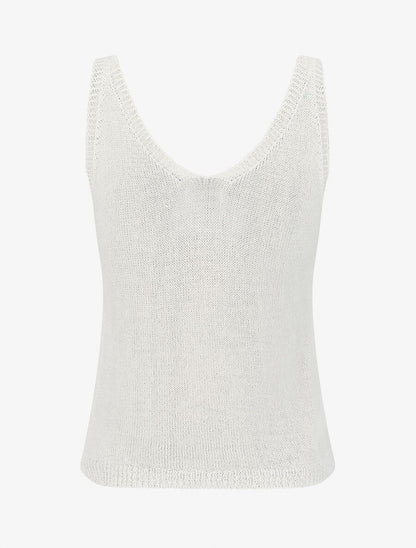 Débardeur en maille à col V - Écru - 2