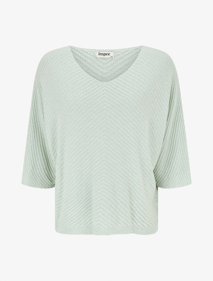 Pull fin irisé à manches courtes - Vert d&